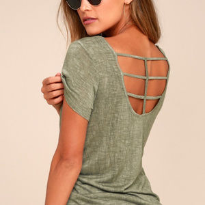 Lulus Take a Moment Washed Olive Green Tee